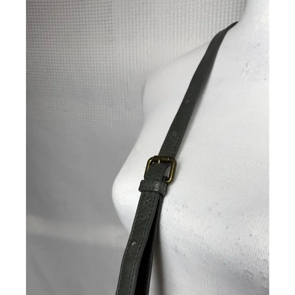 Joelle Hawkens Crossbody Bag Gray Green Victory Foldover Leather Chic Boho EUC